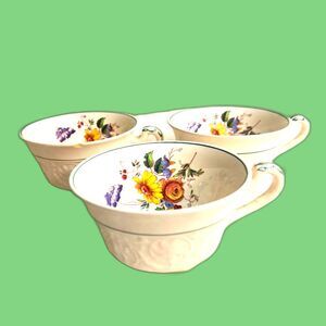 Wedgewood "Bognor" Patrician Tea Cups Set of 3 Vintage Porcelain Floral Design